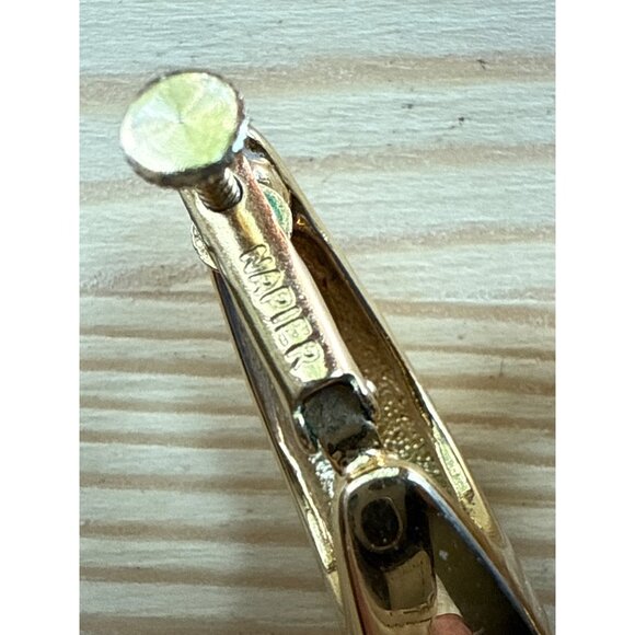 Vintage Napier Gold Tone Crescent Hoop Screw Back Clip-On Earrings - Picture 4 of 5